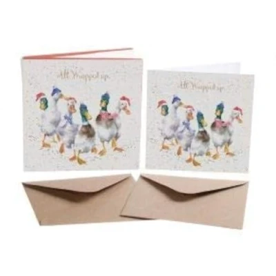 Image of Wrendale Designs by Hannah Dale All Wrapped Up Christmas Card Box Set Pack of 8