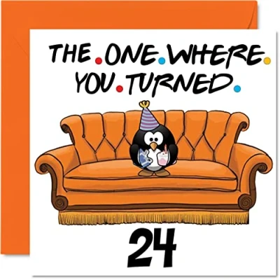 Image of Fun 24th Birthday Cards for Men Woman The One Where Funny Card Son Daughter Brother Sister Uncle Auntie Niece Nephew Cousin, 145mm x Greeting Cards,