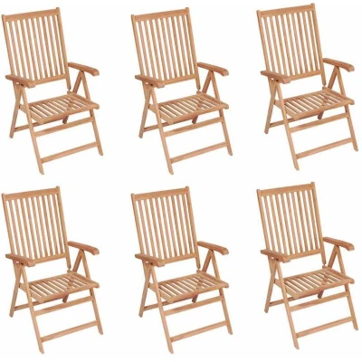 Image of vidaXL Reclining Garden Chairs 6 pcs Solid Teak Wood