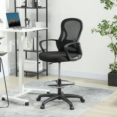Image of Mesh Office Chair with Lumbar Support, Adjustable Height, Black Vinsetto