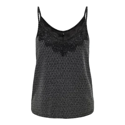 Image of ONLY Women&#039;s Onlnew Carol S/L Glitter Mix Top Box JRS, Black/Detail:Harlequin Silver, S