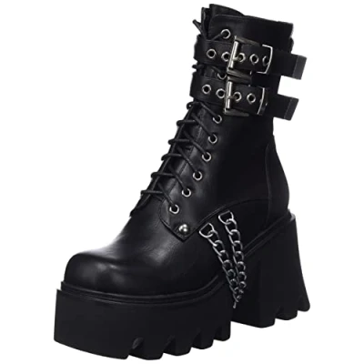 Image of LAMODA Women&#039;s High On Love Ankle boot, Black PU, 4 UK