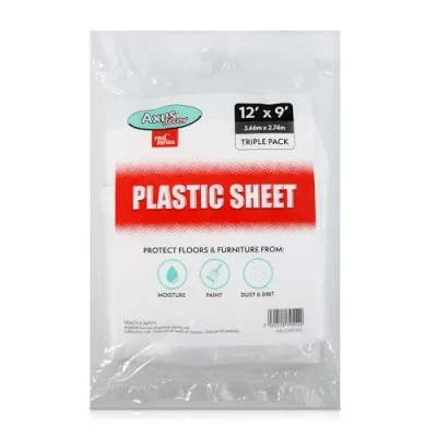 Image of Axus Decor Gekoe Floor Gripping Paint Barrier Sheet (Onyx Series) Furniture, Sheets, Dust Sheets for Decorating, Rubberized Bottom Layer &amp; Reusable 12&#039; x 9&#039; (3.67m 2.76m) Pack of 3