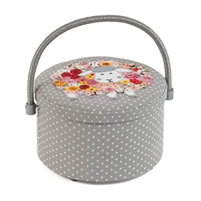 Image of Hobby Gift Craft Organiser, Round, Appliqué: Knitty Sheep