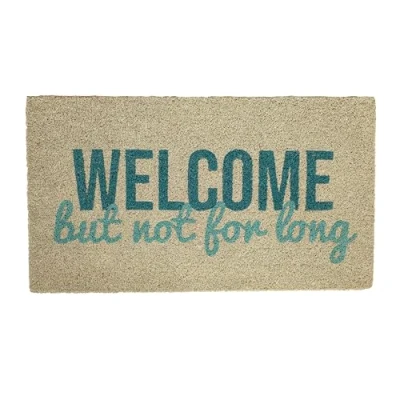 Image of FISURA Original Not for Long Coconut Doormat with PVC Non Slip Backing White Blue Door Mat Hand Painted 70cm x 40cm