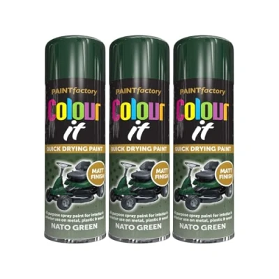 Image of YSAMAX NATO Green Matt Finish Spray Paint, Military Inspired Designs, Uniform Finish, Quick Drying Formula, Ideal For Both Interior And Exterior Use, 250ML, (3PCS)