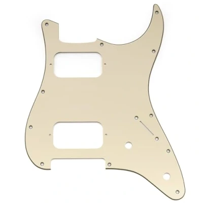 Image of Musiclily Pro 11 Holes ST HH Guitar Pickguard with Round Corner Uncovered Humbucker 2 Pot Layout for Fender Squier Strat Style Electric Guitar, 3ply Cream