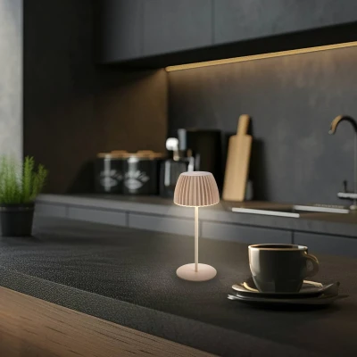 Image of Briloner Brilo unplugged Riffle LED battery mini table lamp, beige