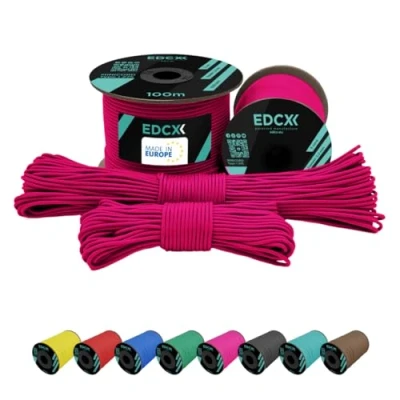 Image of EdcX 2 mm Nylon Paracord 275 (15, 30, 50 and 100 m) 100% rope, 3 Strand cord, cord in Many Colours (Sofit Pink,