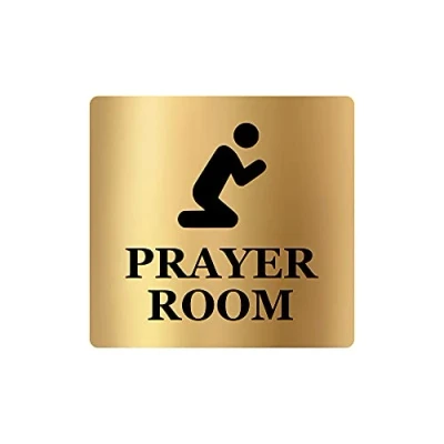 Image of Prayer Room Adhesive Door Sign, Gold/Silver/Copper or Black &amp; White (Gold)