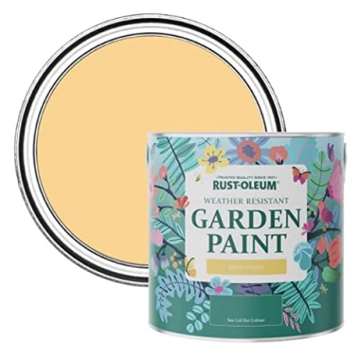 Image of Rust Oleum Yellow Mould Resistant Garden Paint In Matt Finish Mustard 2.5L