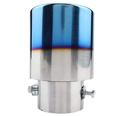 Image of KIMISS 1PC Car Exhaust Pipes Tips Pipe Muffler Straight Chrome Blue Stainless Steel Rear Tip Tail Throat Universal for 5.3 3.8cm