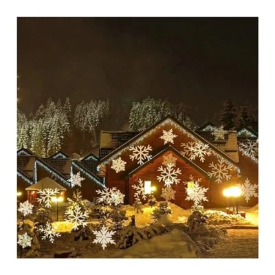Image of Projector Light,Halloween Holographic Solar Christmas Snowflake Disco Light IP65 Outdoor Moving Snowfall Lamp for New Year Party Wedding Decor Halloween Xmas Holiday Landscape
