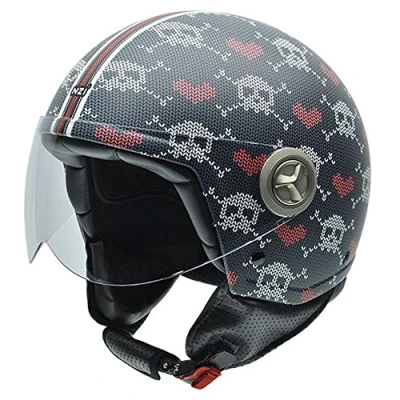 Image of NZI Zeta Graphics Motorcycle Helmet, Knitted Skulls, 59