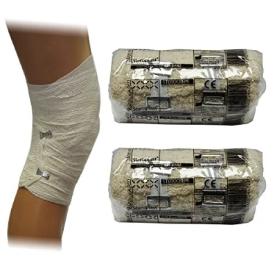 Image of Steroplast Sterocrepe Premium Heavy Weight Crepe Bandage Dressings CE Approved, 10cm x 4m (2 Pack)