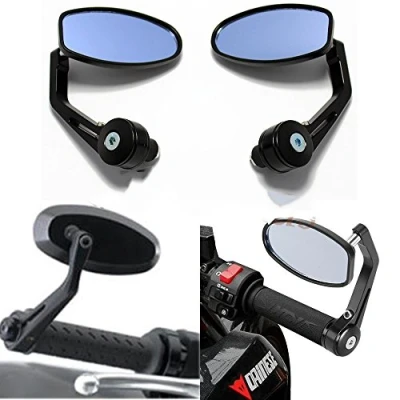 Image of evomosa One Pair Adjustable 7/8&quot; 22mm Motorcycle Street Bike Handle Bar End Side Rear View Mirrors Motocross Accessories