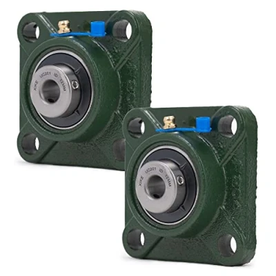 Image of XiKe Pack of 2 UCF201 Bore 12 mm Pillow Block Bearing with Square Flange, Integrated Cast Iron Shell and Self Aligning Chrome Steel Bearings