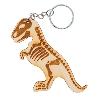 Image of PARTYRAMA.CO.UK Dinosaur Acrylic/Wooden Keyring with Double Ring (T Rex)