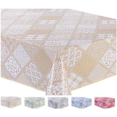 Image of Home Direct Rectangular Oilcloth PVC Wipe Clean Tablecloth Table Cover 140cm x 180cm 55x70 Beige