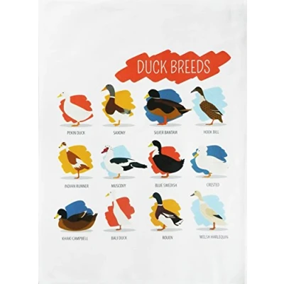 Image of Half a Donkey Breeds of Duck Large Cotton Tea Towel