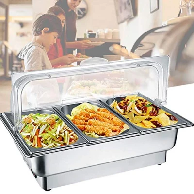 Image of Chafing Dish, Stainless Steel Catering Food Warmers 9L Commercial Buffet Server with Warming Tray for Wedding or Party, 600W/220V