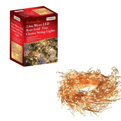 Image of Christmas Workshop 8m 680 Micro LED Rose Gold Cluster String Lights