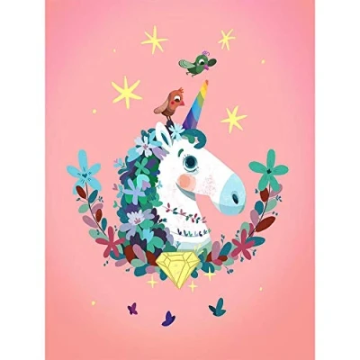 Image of Wee Blue Coo Unicorn Diamond Birds Art Print Poster Wall Decor 12X16 Inch