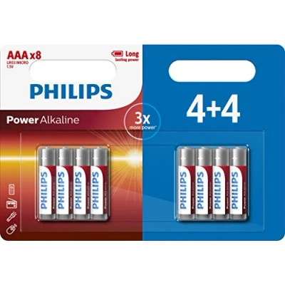 Image of Philips AAA Power Alkaline Batteries 4 + Extra