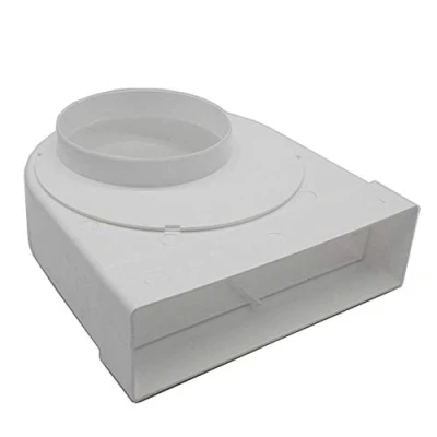 Image of Kair Rotating Elbow Bend Adaptor 204mm x 60mm to 125mm 5 inch Rectangular Round 90 Degree Adapter for Converting Different Size Plastic Ducting Systems