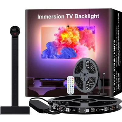 Image of Lumtang Smart TV LED Backlight Color Picking Device, 5M Strip Lights for 70 85 inch, Sync to Screen&amp; Music, App Control