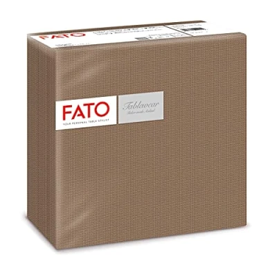 Image of Fato Dry Paper Napkins, Airlaid, Fabric Effect, Pack of 50 Size 40 x cm Folded in 4, Hazel Colour