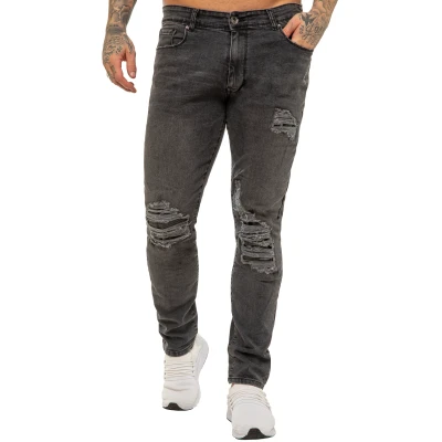 Image of 989Zé ENZO Mens Jeans Skinny Stretch Denim EZ420 Slim Fit Cotton Trousers All Waist Sizes Grey 36