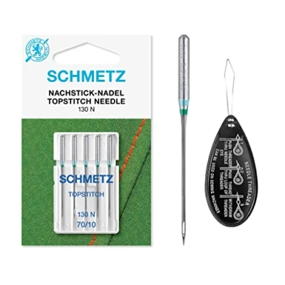 Image of Topstitch Sewing Machine Needles, Size 70/10, Includes Large Needle Threader