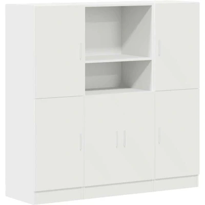Image of vidaXL 3 Piece Kitchen Cabinet Set White Engineered Wood