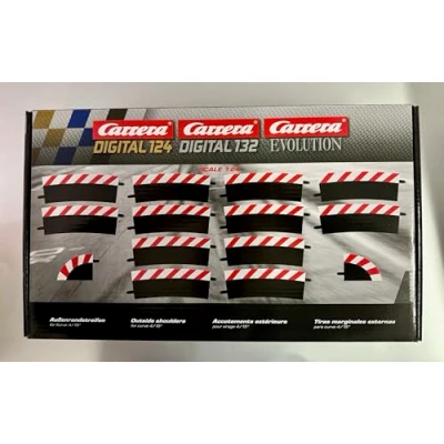 Image of Carrera 20020568 Outside Shoulder Curve 4/15 (12), end Piece (2) Slot Car Track Accessory, Multicolor