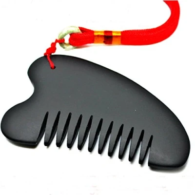 Image of Gua Sha Scraping Massage Tool Comb Black Bian Stone needle gossip