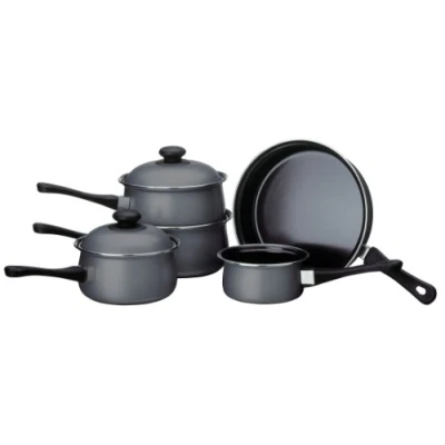 Image of Premier Housewares Steel Pan Set Pots And Pans Sets Non Stick Kitchen Cooking Cookware Silver Grey 5 Piece