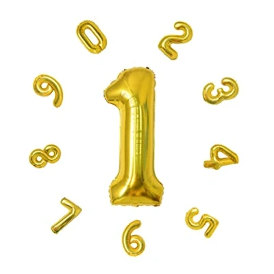 Image of 40&quot; Number Balloons,Helium 1 Balloons Birthday,Self Inflating Balloons,Foil Balloon for Birthday Party,New Year Decoration,Anniversary Decoration,Company Celebration (Gold #1)