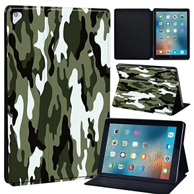 Image of Initial Letter Leather slim lightweight Stand Cover Case for Apple New iPad 9.7 2018 2017(6th Gen, 5th Gen)/iPad Air 2/iPad Air/iPad Pro Tablet with Auto Wake/Sleep (urban camouflage)