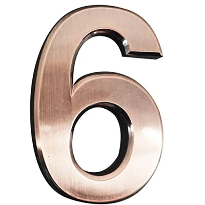 Image of ETEC 4 Inch 3D Mailbox Number, Self Adhesive House Number Waterproof Door Street Stickers for Home Apartment (NO.6)