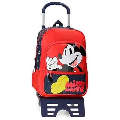 Image of Disney Mickey Mouse Fashion School Backpack with Cart Multicoloured 30 x 38 12 cm Microfibre 13.68L, Multicoloured,