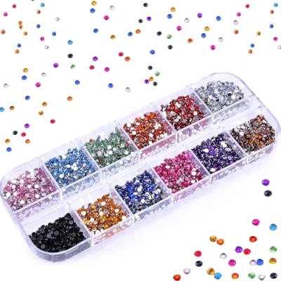 Image of Rhinestones, 2mm 3mm 4mm Round Crystal Gems Silver Rhinestones for Nail Art Decorations, Clothes, DIY Craft (3mm Colourful)
