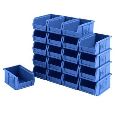 Image of BiGDUG Plastic Parts Bins Packs Small Component Storage Boxes Garage Organiser (20 75h x 100w 165d mm Blue)