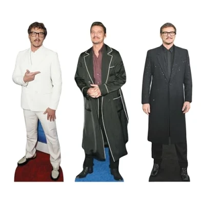 Image of Star Cutouts CS1194 Pedro Pascal Three Pack Shelf Top Cardboard Height 32cm Ideal for Movie Theme, Parties, Birthdays &amp; Fans, Room Decorations Events