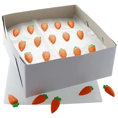 Image of Culpitt Carrot Sugar Pipings, Edible Royal Icing Cake Decorations, Handmade Ready to Use Cupcake Toppers For Easter, Spring, And Bunny Themed Bakes Treats Bulk Pack of 60