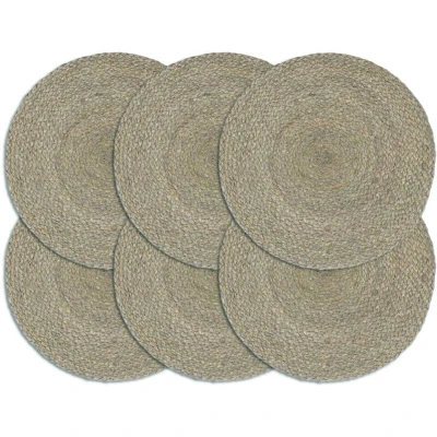 Image of vidaXL Placemats 6 pcs Plain Grey 38 cm Round Jute