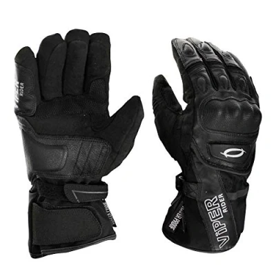 Image of ViPER Toureg Motorcycle Gloves Men Women Full Finger CE Approved Armour Motorbike Textile Leather Winter Waterproof for Mountain bike, Road biking, Riding (Black,XS)