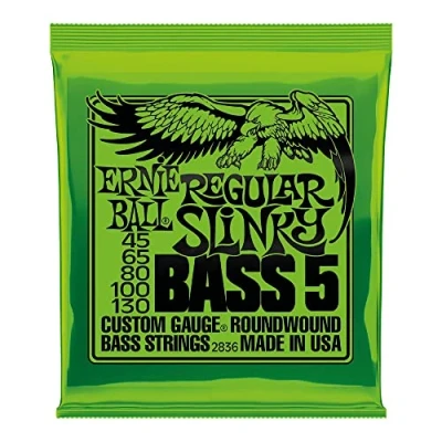 Image of Ernie Ball Regular Slinky 5 String Nickel Wound Electric Bass Strings 45 130 Gauge