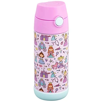 Image of Snug Kids Flask Stainless Steel Insulated Water Bottle with Straw for Children/Toddlers (Girls/Boys) Princess, 350ml