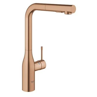 Image of GROHE 30270DL0 Essence Single Lever Kitchen Mixer Pull Out Comfort Dual Spray Brushed Warm Sunset